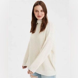 AE Whoa So Soft Mock Neck Sweater in Cream